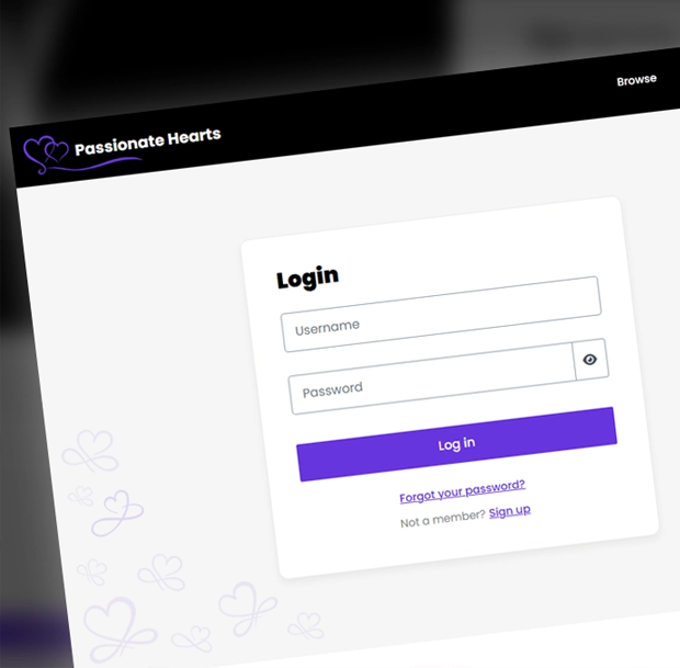 Adult website secure login example by DoveCreation UK