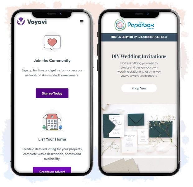 Website design on mobile device designed by DoveCreation UK in York