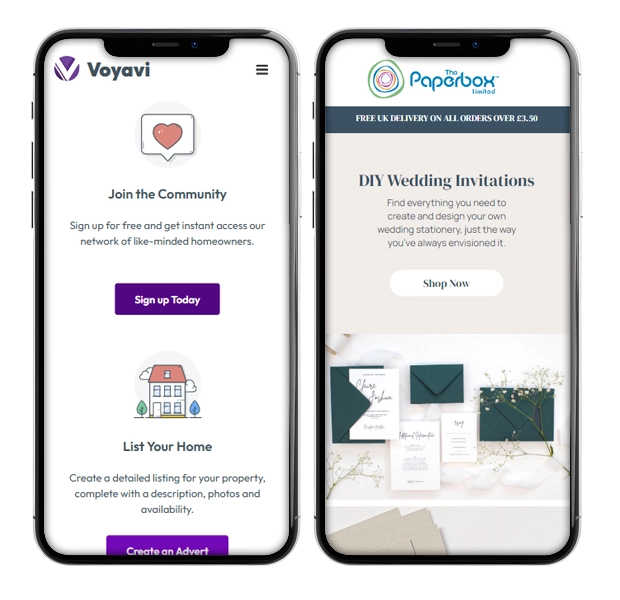 Website design on mobile device designed by DoveCreation UK in York